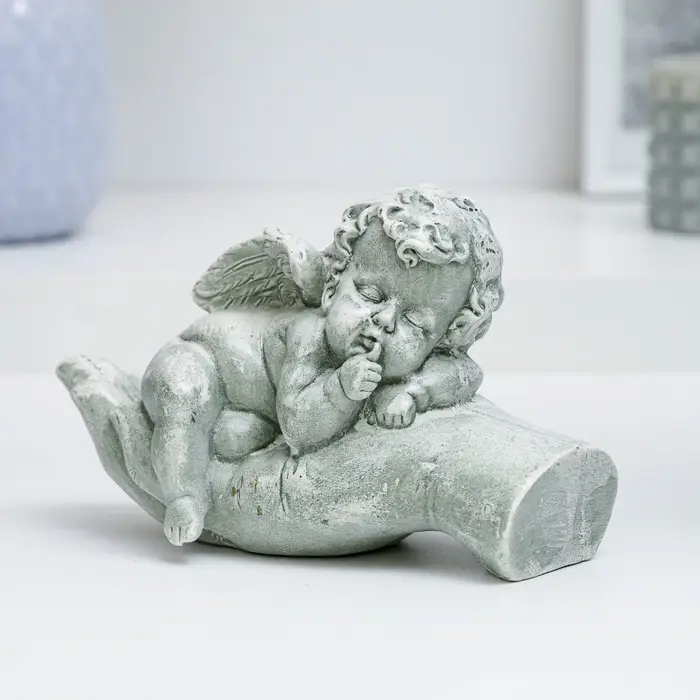 Фигурка гипс &laquo;Ангелочек на ладони спит&raquo; состаренный, 16&times;10&times;8 см
