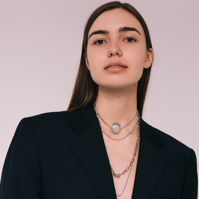 Кулон «Цепь» круглая жемчужина в огранке, цвет белый в серебре, 60 см Кулон «Цепь» круглая жемчужина в огранке, цвет белый в серебре, 60 см