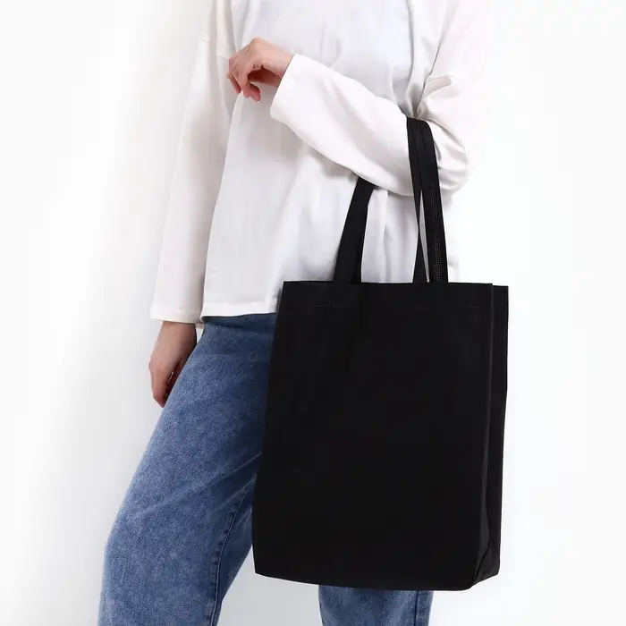 Шопер, 42&times;10&times;30 см, однотонный, без подклада, цвет чёрный