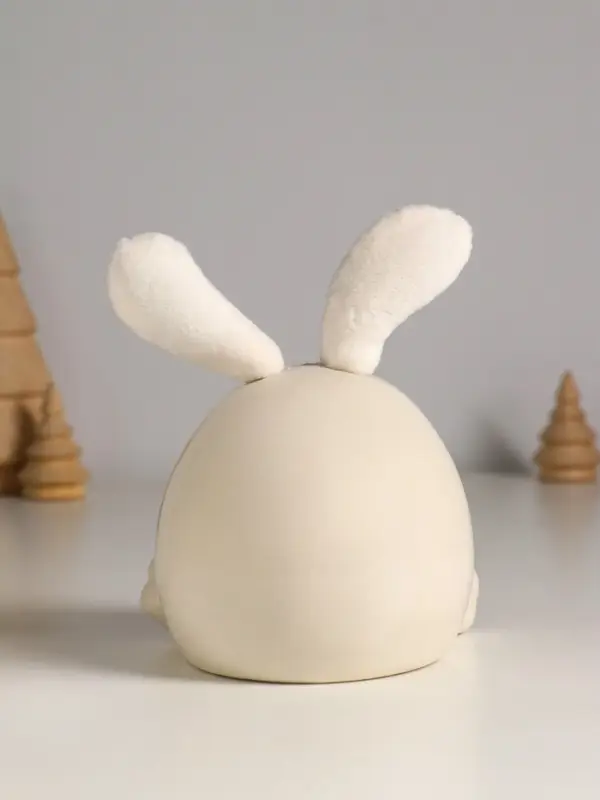 Сувенир керамика, текстиль  Сувенир керамика, текстиль "Зайчик круглый" белый 9х9,5х12 см