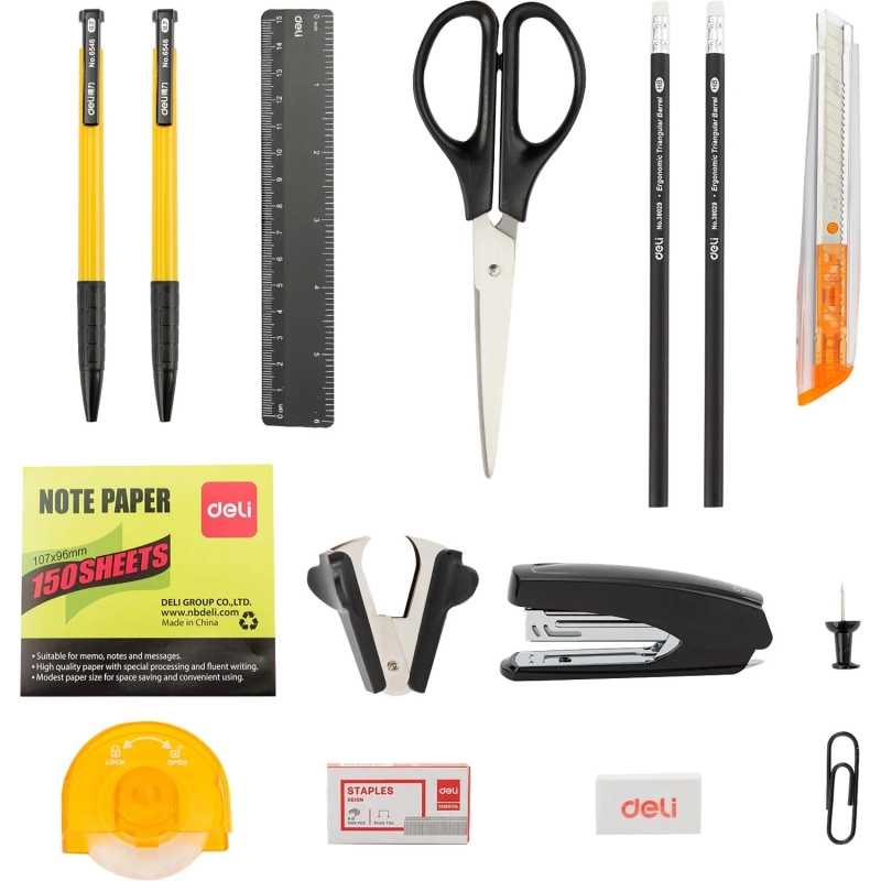 Набор настольный канцелярский Deli E38252A 17 предметов черный/ прозрачный