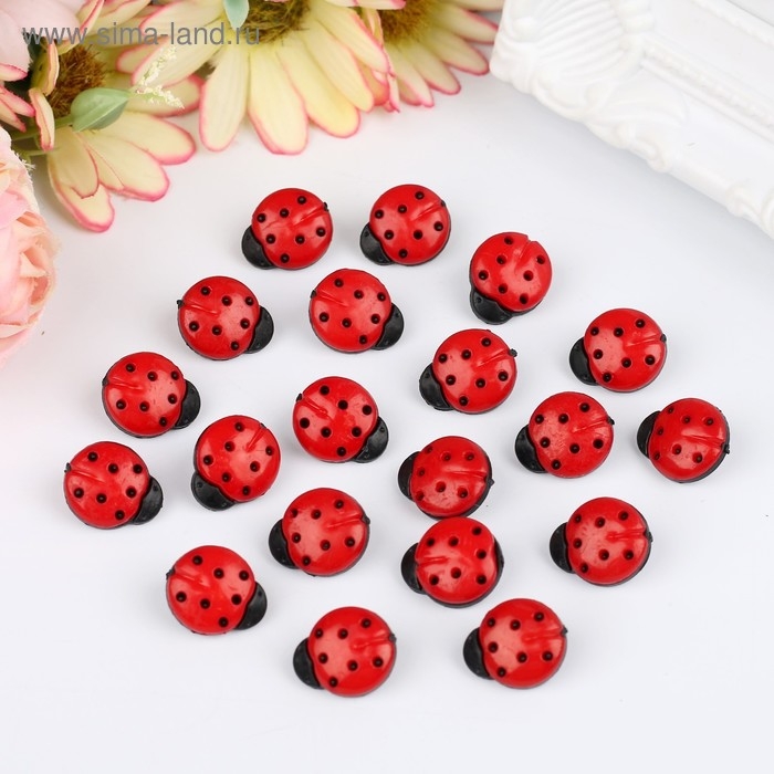 Набор пуговиц пластик Набор пуговиц пластик "Божья коровка" 1,4х1,1 см н-р 20 шт 11,2х1,5х7 см