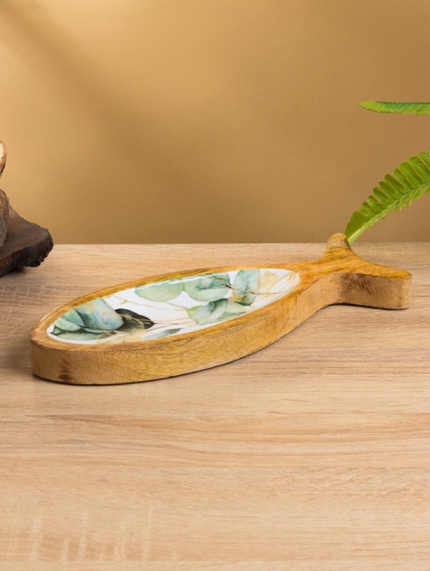 Блюдо в форме рыбки Блюдо в форме рыбки "Оливковая ветвь" дерево манго 25,5х10х2 см
