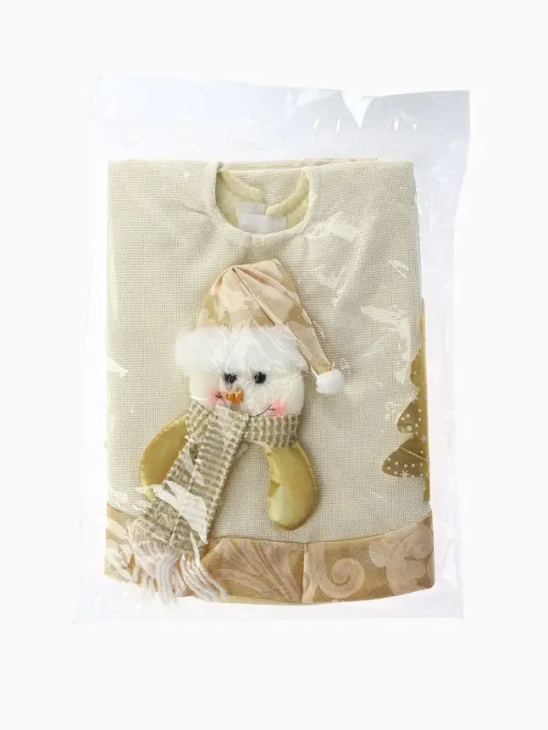 Коврик под ёлку &laquo;Снеговик и ёлочки&raquo; d=57 см, бело-золотой