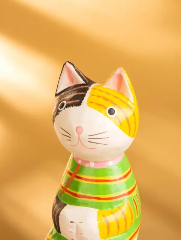 Сувенир дерево "Кошка сидящая" цв. жёлтый, 6х6х15 см