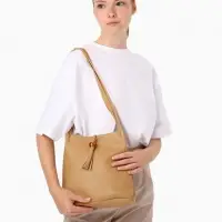 Сумка - мешок женская на магните, 25&times;10&times;26 см, бежевая