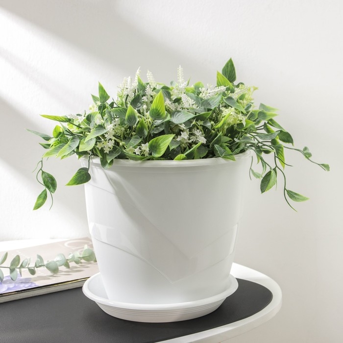 Горшок для цветов с поддоном «Венеция», 5,5 л, d=23 см, белый Горшок для цветов с поддоном «Венеция», 5,5 л, d=23 см, белый