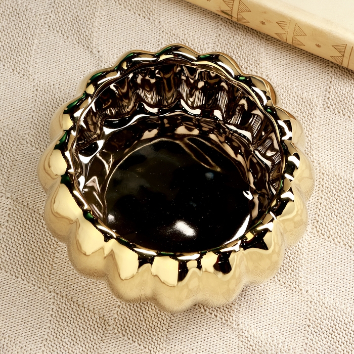 Кашпо - бонсай  Кашпо - бонсай "Клео" для кактусов и суккулентов, золотое, 17х17х8см