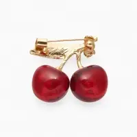 Брошь &laquo;Вишни&raquo;, наливные, красно-белая в золоте