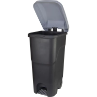 Контейнер-бак мусорный IDEA 85л с педалью на колесах серая крышка