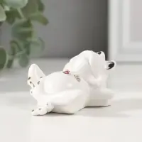 Фигурка керамика &laquo;Лягуха на отдыхе&raquo;, белый с золотом, стразы, 4.5&times;4&times;6.2 см