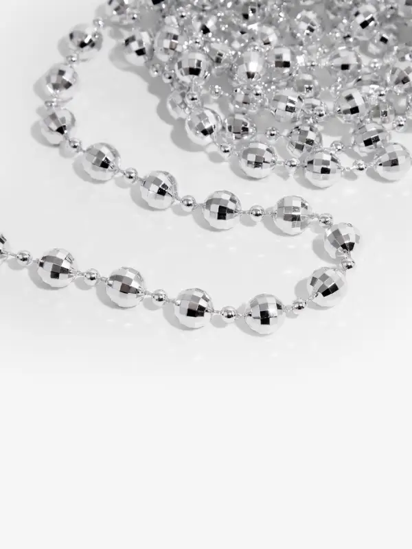 Бусы на нитях &laquo;Диско шар&raquo;, 10/4 мм, 2 м, цвет серебряный