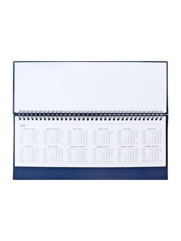 Планинг недатированный 100 х 300 мм, 56 листов, на гребне, обложка из искусственной кожи, синий