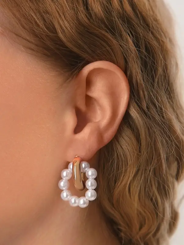 Серьги со съёмным элементом &laquo;Трансформер&raquo; два жемчужных кольца, цвет белый в золоте