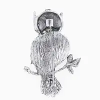 Брошь &laquo;Сова&raquo;, зелёная в чернёном серебре