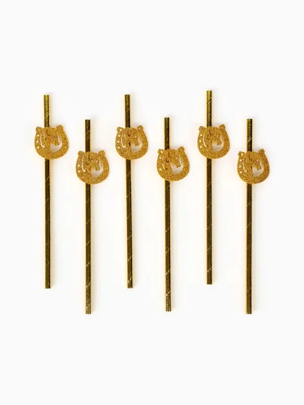 Трубочки для коктейля  Трубочки для коктейля "Подкова" золотые, набор 6 шт.