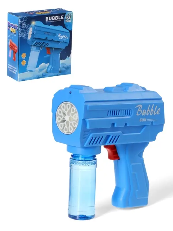 Генератор мыльных пузырей «Пистолет», световые эффекты, работает от батареек, синий