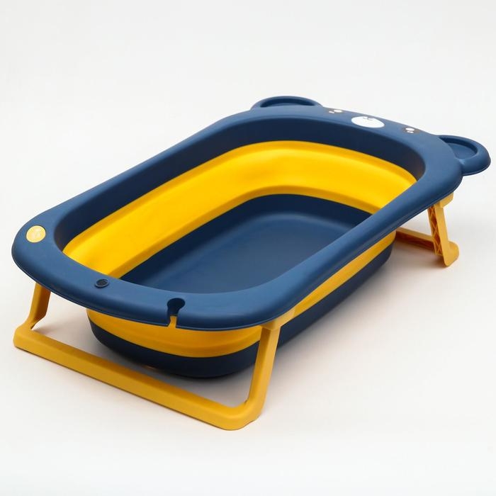 Ванночка детская складная со сливом, «Мишка», 83 см., цвет синий Ванночка детская складная со сливом, «Мишка», 83 см., цвет синий