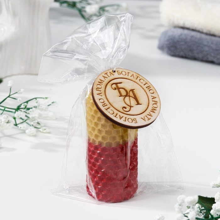 Свеча из вощины, медово-красная, 8 см Свеча из вощины, медово-красная, 8 см