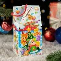 Коробка новогодняя подарочная складная «Зефиркины» 10.5×10.5×21.5 см