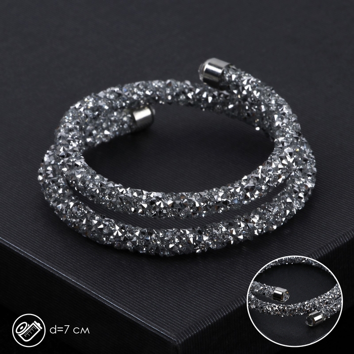 Браслет-пружинка «Шанталь» 2 ряда, цвет серебро, d=7 см Браслет-пружинка «Шанталь» 2 ряда, цвет серебро, d=7 см