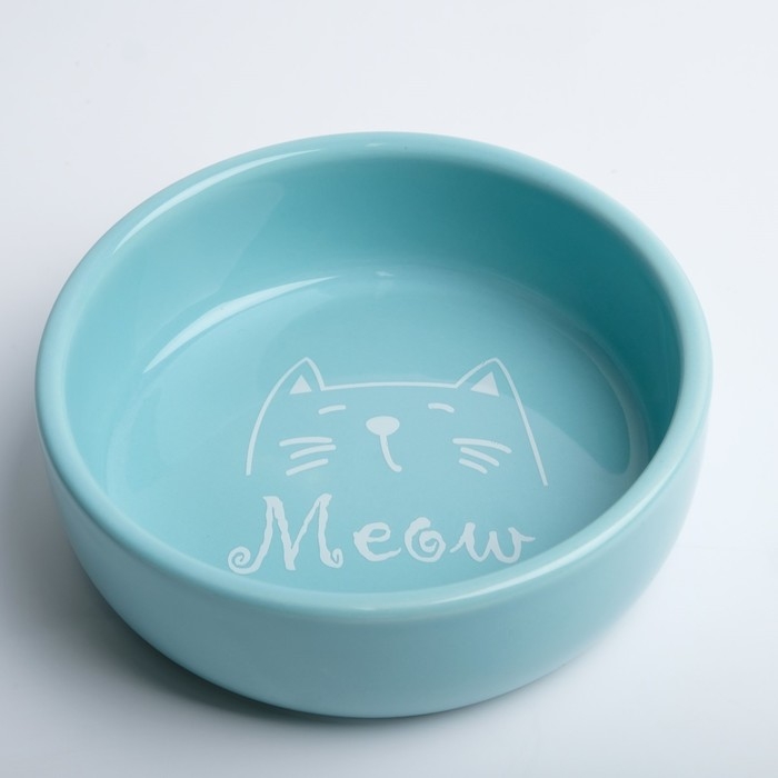 Миска керамическая  Миска керамическая "Meow" 300 мл, 13,4 x 4 cм, голубая