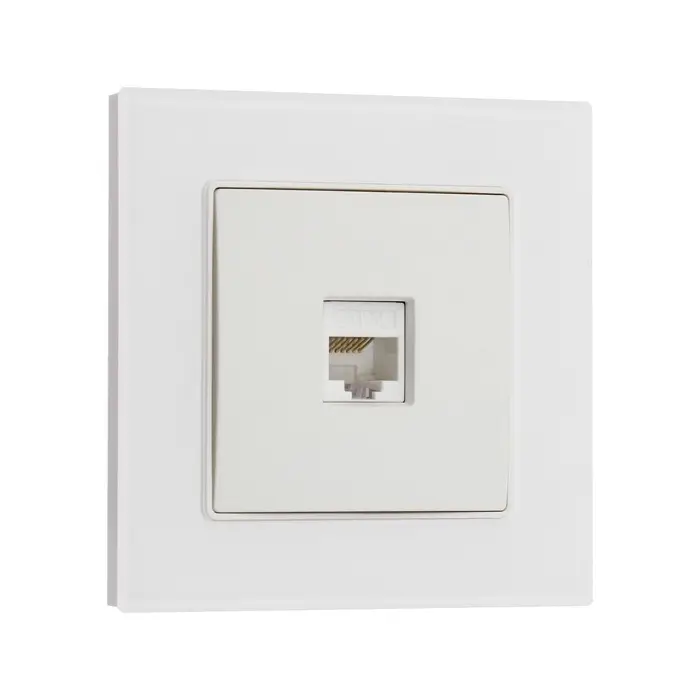 Розетка компьютерная TOT Matte Glass, стекло, скрытая, одноместная, белая