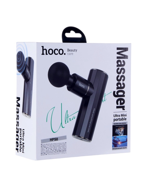 Массажёр для тела Hoco HP50, перкуссионный, 4 режима, 4 насадки, 3200 об/мин,  черный Массажёр для тела Hoco HP50, перкуссионный, 4 режима, 4 насадки, 3200 об/мин,  черный