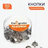 Кнопки канцелярские 12 мм, никелированные, 50 штук