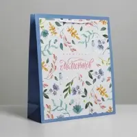 Пакет подарочный ламинированный, упаковка, Best wishes, ML 21&times;25&times;8 см