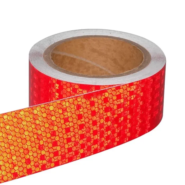 Светоотражающая лента, самоклеящаяся, красная, 5 см &times; 10 м