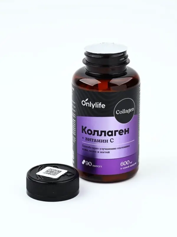 Коллаген, витамин С, для роста волос и ногтей, 90 капсул