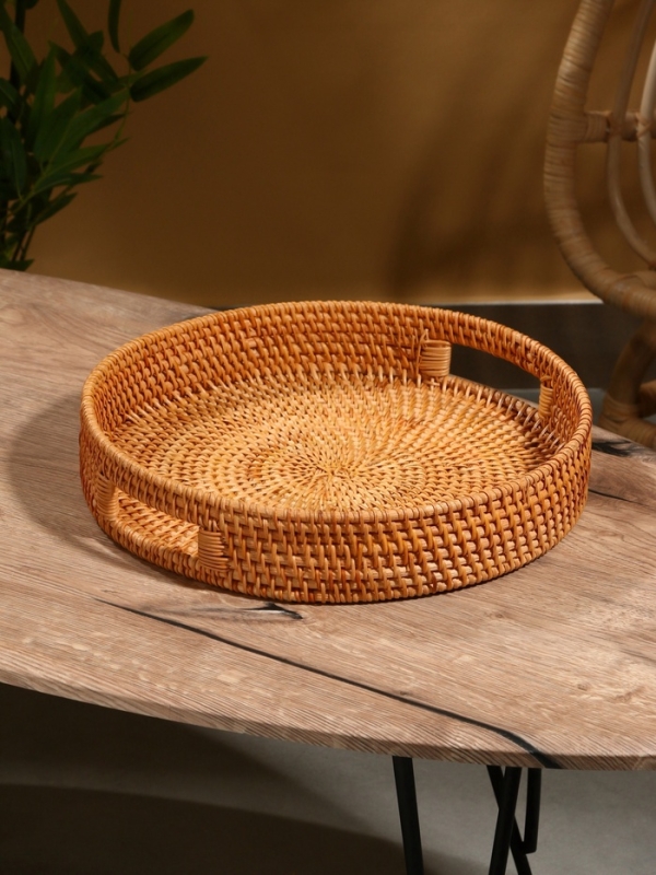 Поднос круглый 35х6 см, ротанг