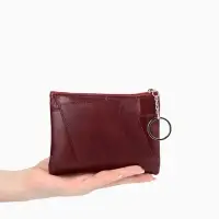 Кошелёк-монетница на молнии, однотонный, 15&times;0.5&times;11 см, бордовый