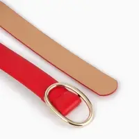 Ремень жен 05-01-01-07, 3*0,3*110 см, без винта, пряжка золото, затяжка, красный