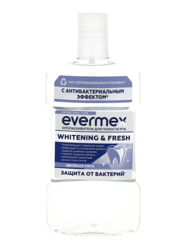 Evermex ополаскиватель для рта Whitening& Fresh 500 мл