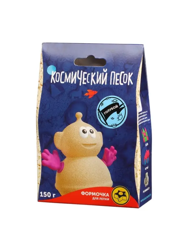 Игрушки в наборе ТМ Игрушки в наборе ТМ "Космический песок" голубой + формочка 150 г. Пакет.