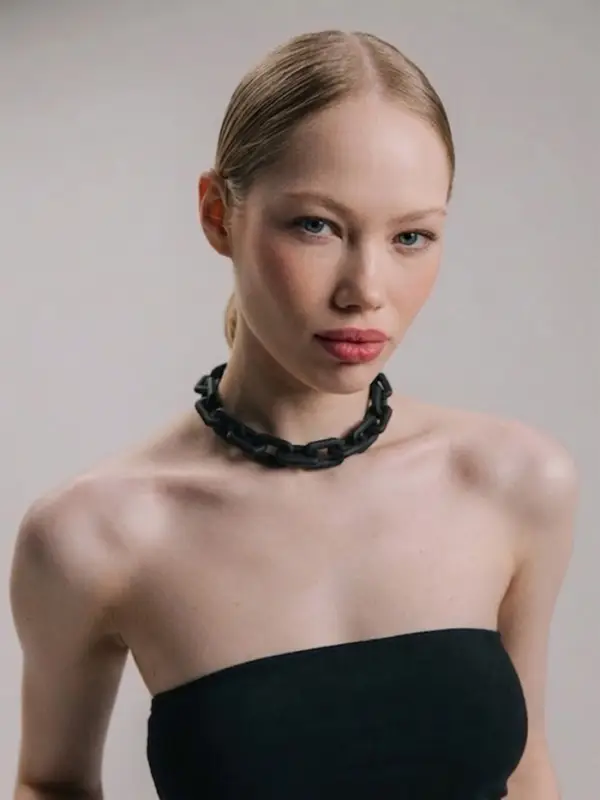 Колье &laquo;Цепь&raquo;, прямые углы, чёрное, 48 см