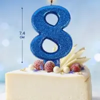 Свеча в торт &laquo;Соло. Цифра 8&raquo;, 8.2 см, синий блеск