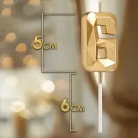 Свеча в торт на шпажке «Алмаз», цифра 6, шампань, 5×2.6 см