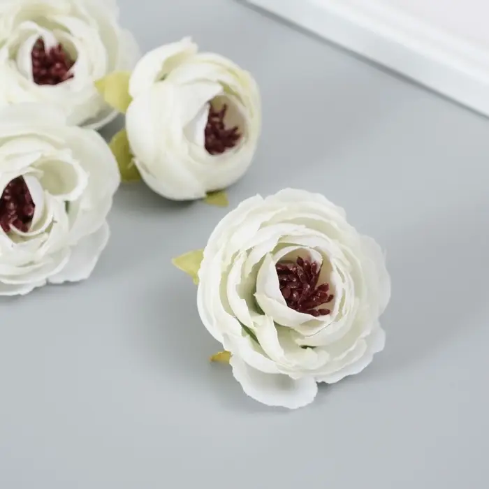Бутон на ножке для декорирования "Пион Шарм" белоснежный 3,5х3,5 см