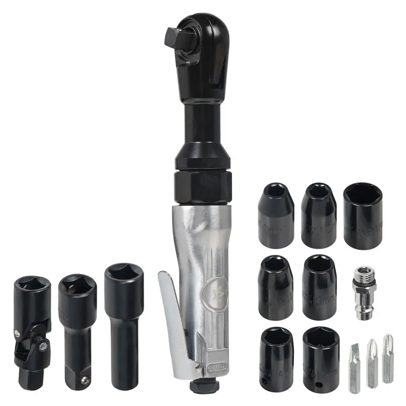 Трещотка пневматическая 1/2" 61Нм с головками 17 пр. кейс