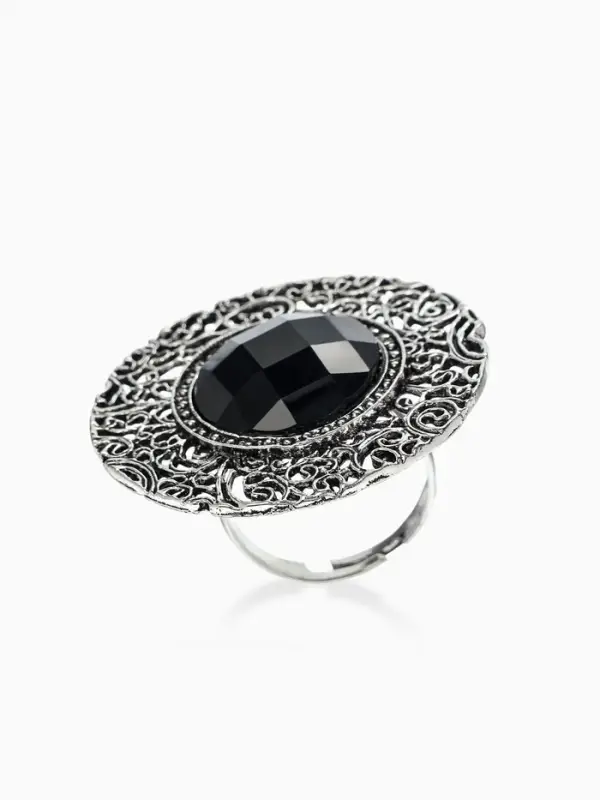 Кольцо &laquo;Этника. Ажурный круг&raquo;, чёрное в чернёном серебре, безразмерное