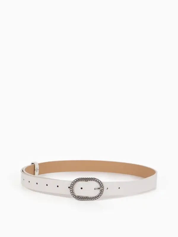 Ремень женский, 110&times;2.9 см, с винтом, классическая пряжка металл, белый