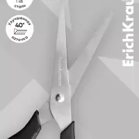 Ножницы ErichKrause Standard, 19 см, двойная заточка, нержавеющие лезвия, ударопрочный пластик, блистер, чёрные