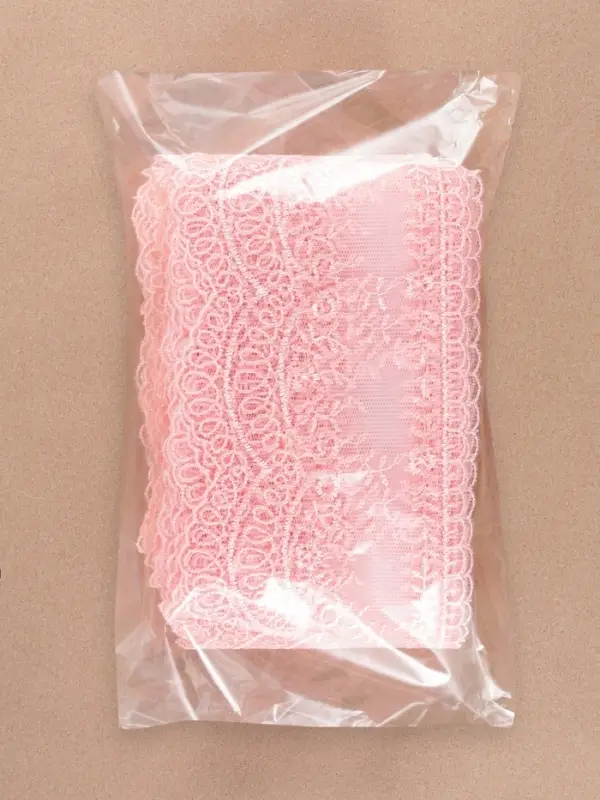Кружево на сетке, 95 мм, 11&plusmn;1 м, нежно-розовое