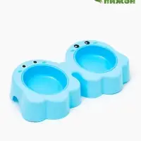 Миска двойная &laquo;Приведение&raquo;, 2&times;160 мл, пластик, голубая