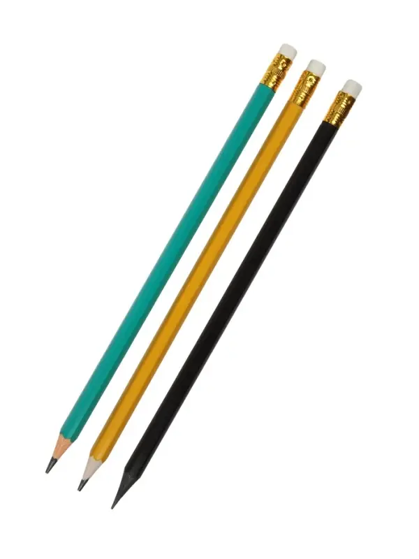 Набор карандашей чернографитных Calligrata, 3 штуки, HB, с ластиком, шестигранные, пластиковые, МИКС