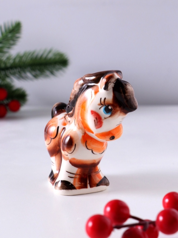 Сувенир Конь Лёша, 9х8,5х4 см, гжель, цвет Сувенир Конь Лёша, 9х8,5х4 см, гжель, цвет