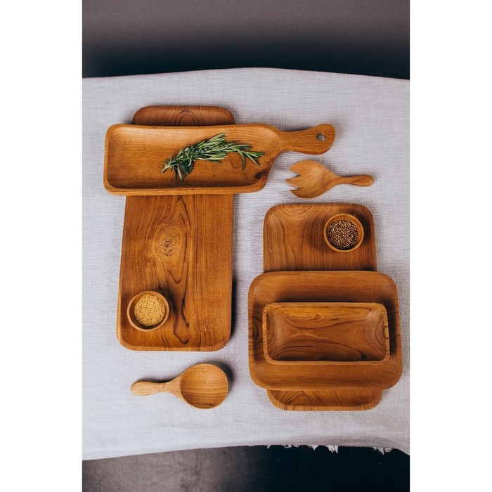 Блюдо 25х20х2 см, тиковое дерево